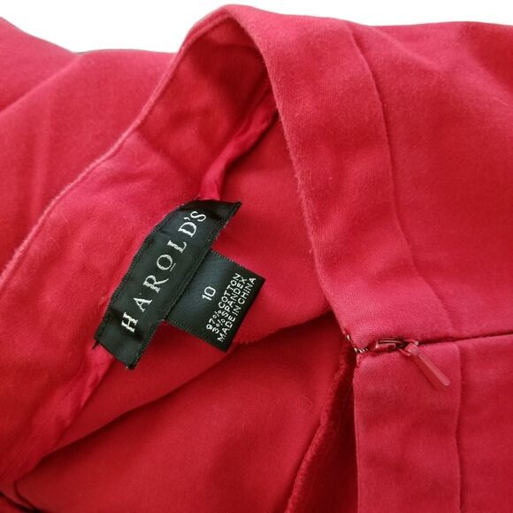 Harold's Vintage Red Twill Flat Front Capri Pants Size 10 No pockets 8 0307 - Picture 6 of 8